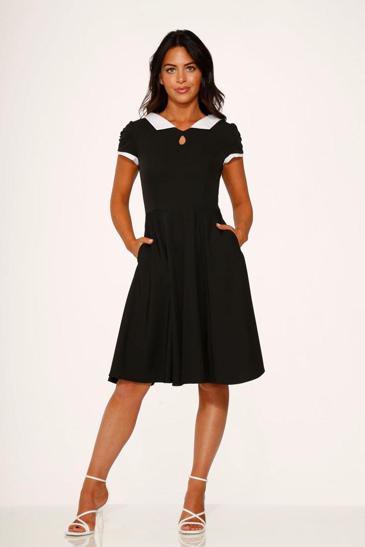 Black & White Keyhole Swing Dress Product Image