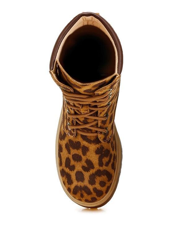 Ujola High Ankle Leopard Print Suede Boots Product Image