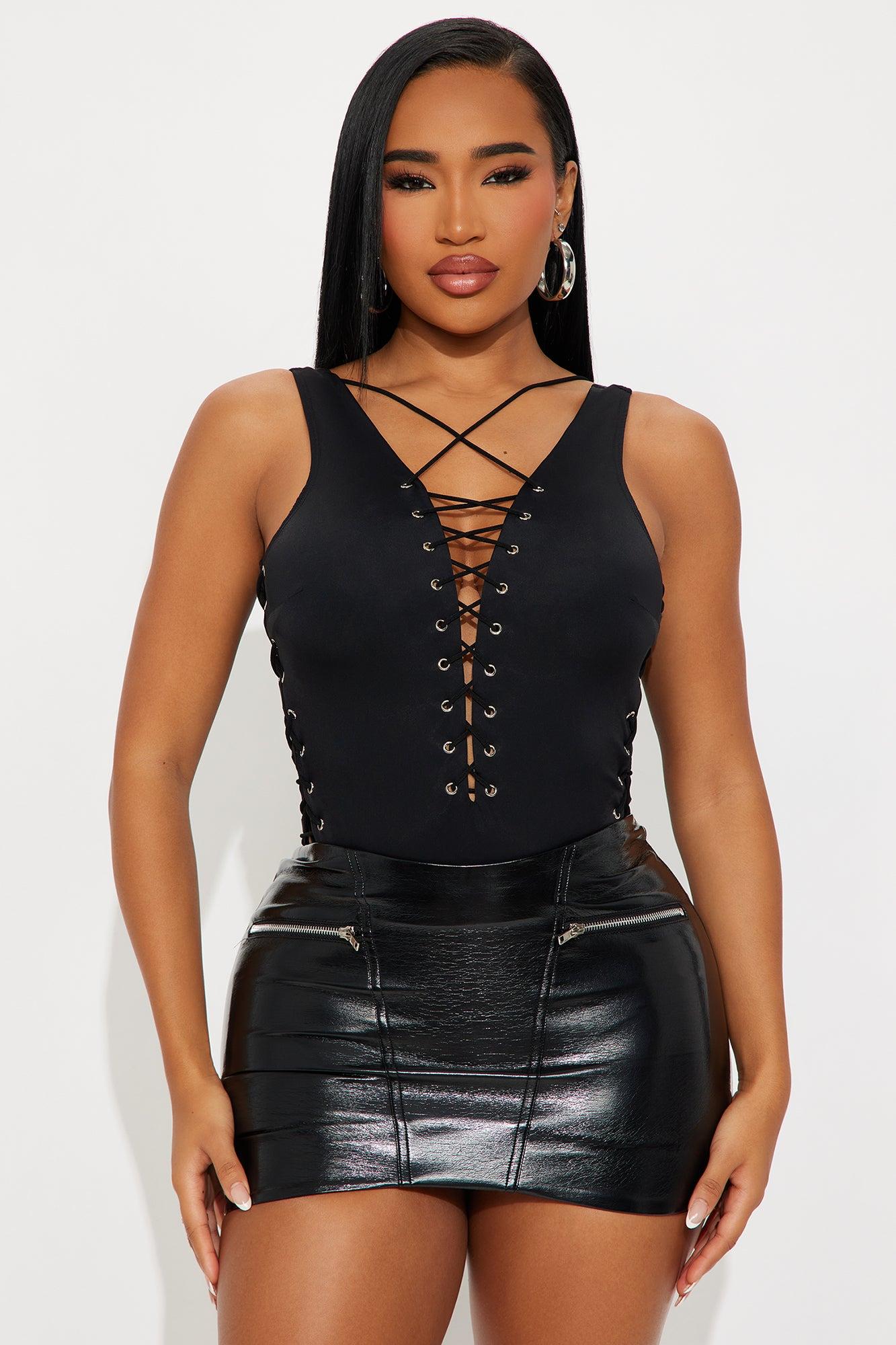 Noor Lace Up Bodysuit - Black Female Product Image