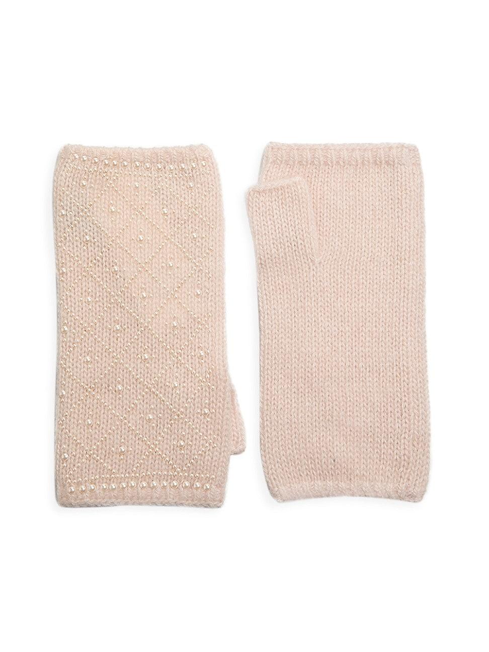 Womens Cashmere & Imitation Pearl Gloves Product Image