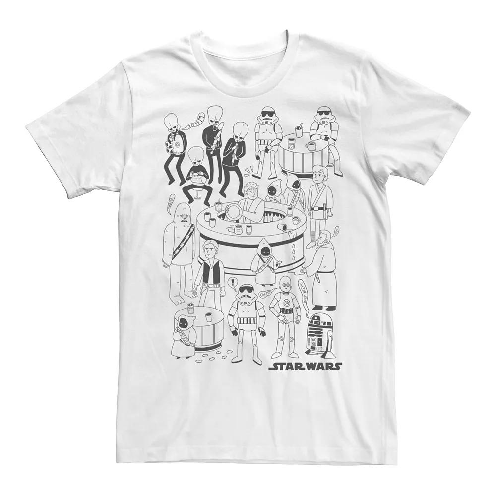 Men's Star Wars Mos Eisley Cantina Doodle Group Shot Graphic Tee,  Product Image