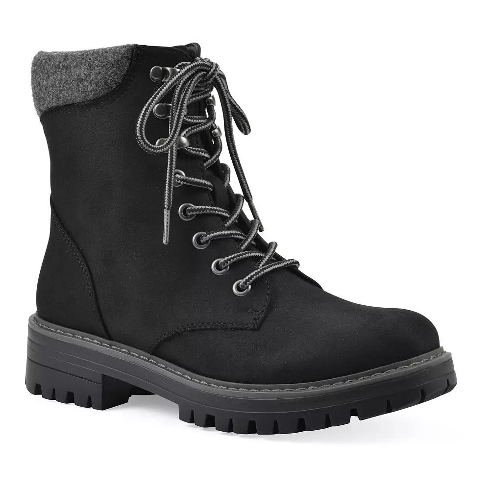 Cliffs by White Mountain Milos Women's Combat Boots, Size: 10 Wide, Black Fabric Product Image