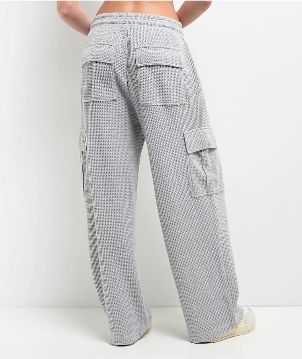Freeworld Nola Waffle Grey Cargo Relaxed Sweatpants Product Image