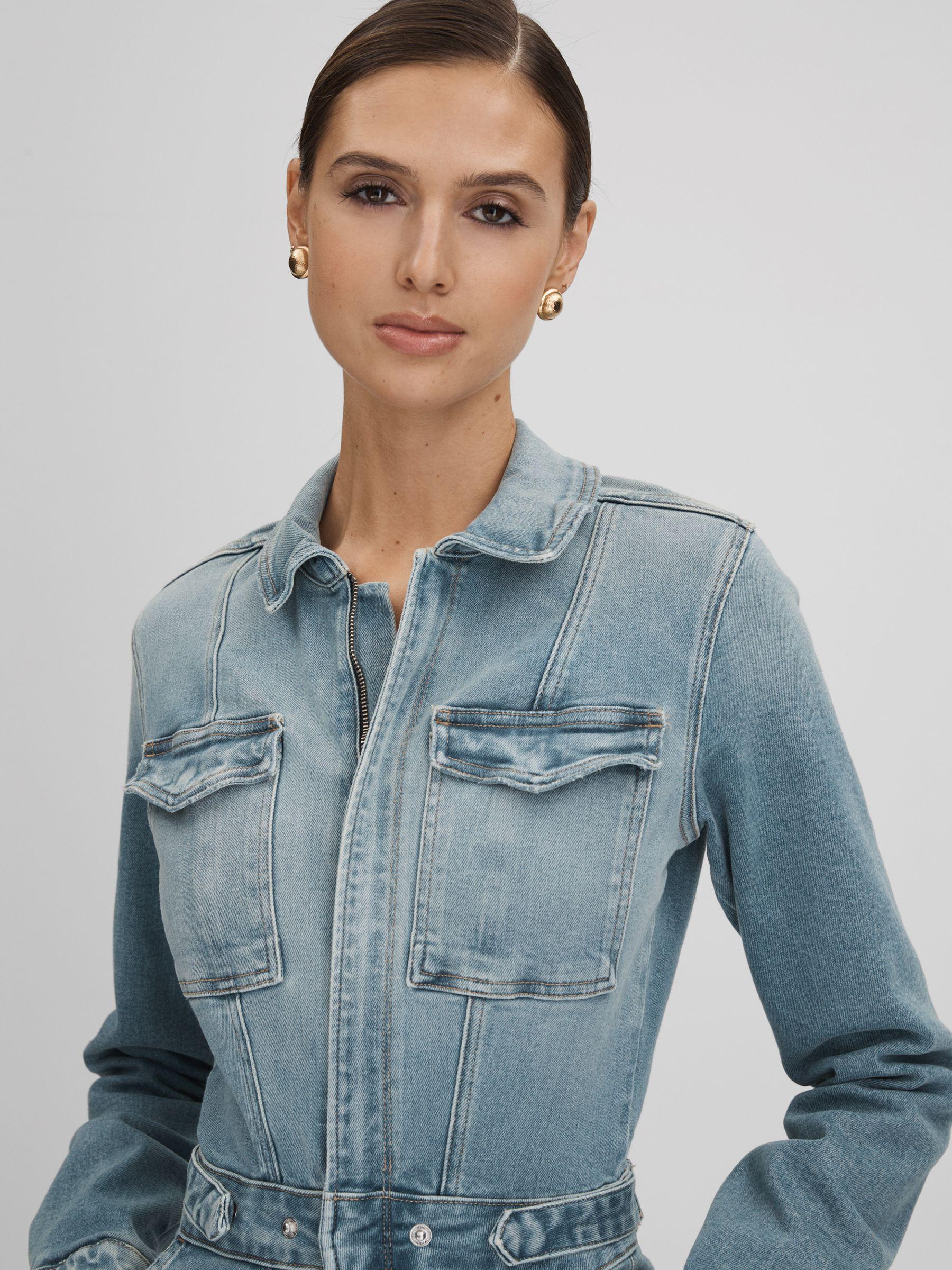 Good American Denim Long Sleeve Jumpsuit in Blue Product Image