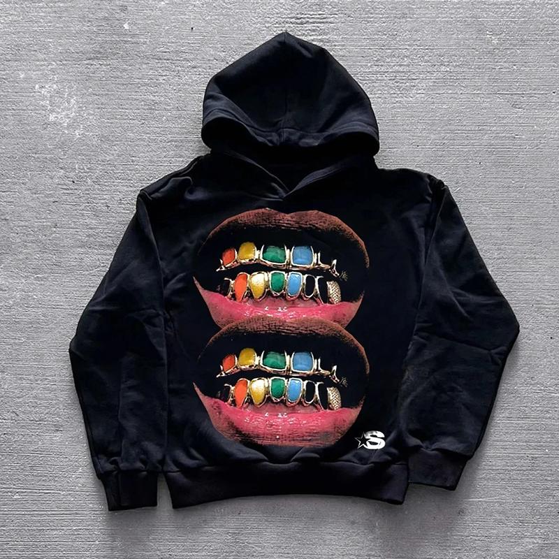 Sopula Vintage Loose Lip Fashion Graphic Hoodie Product Image