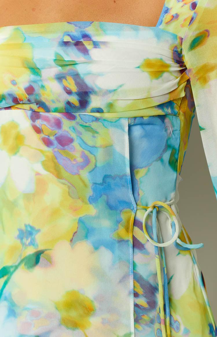 Lucy Blue Floral Long Sleeve Mini Dress Baby Product Image