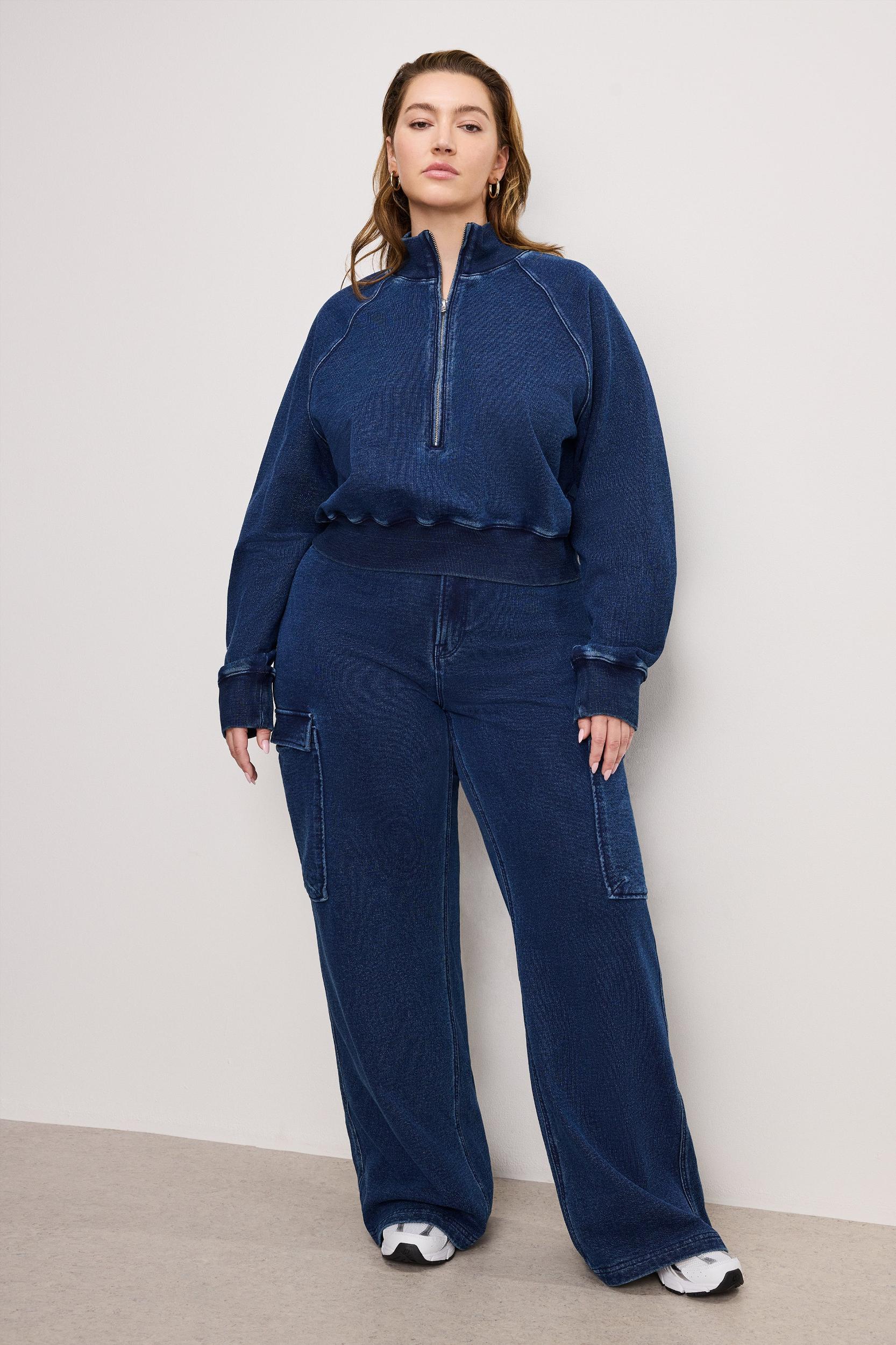 JEANIUS HALF ZIP SWEATSHIRT | INDIGO377 Product Image