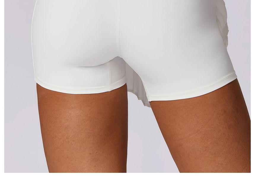 High Waist Plain Asymmetrical Accordion Pleated Skort Product Image