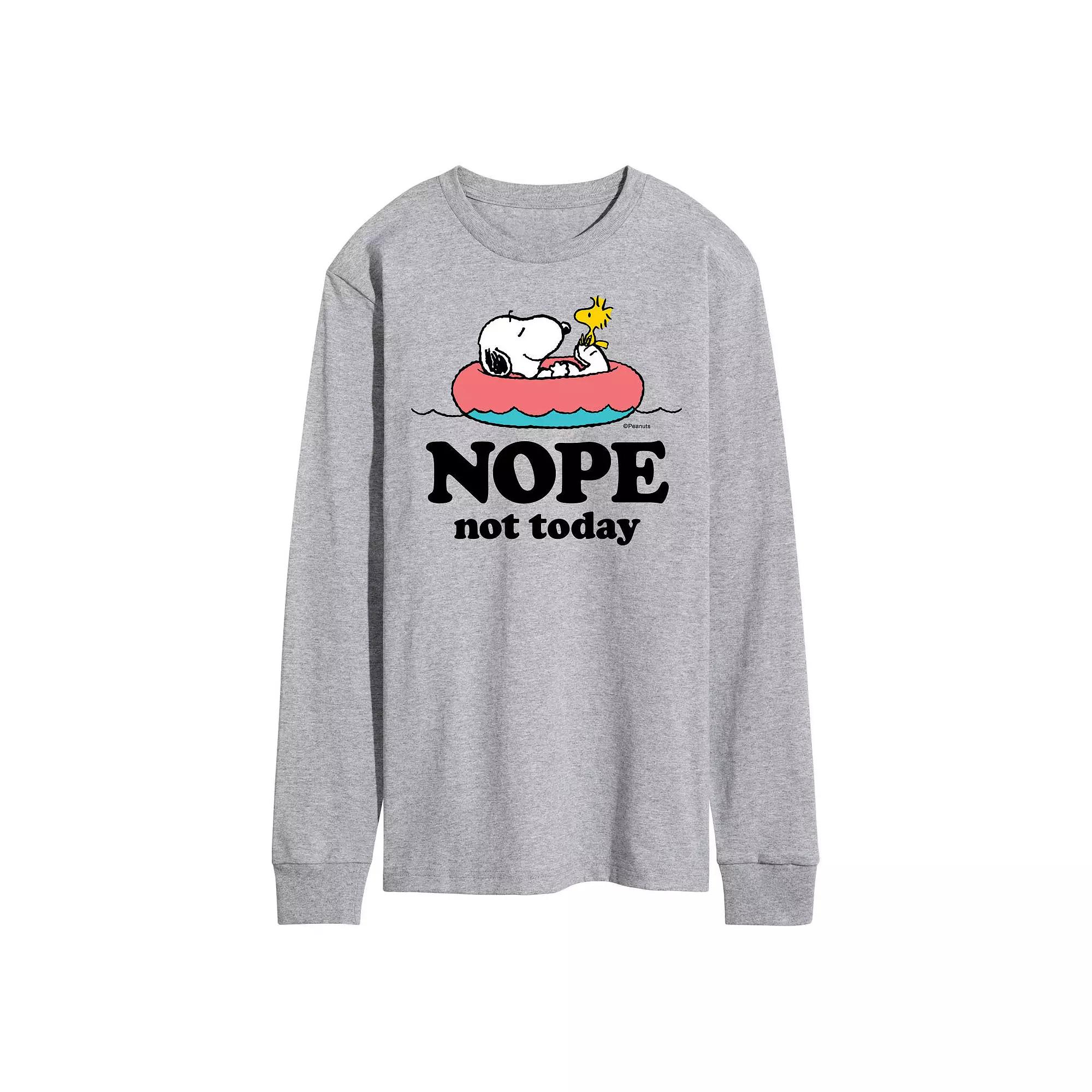 Men's Peanuts Nope Not Today Long Sleeve Graphic Tee,  Product Image