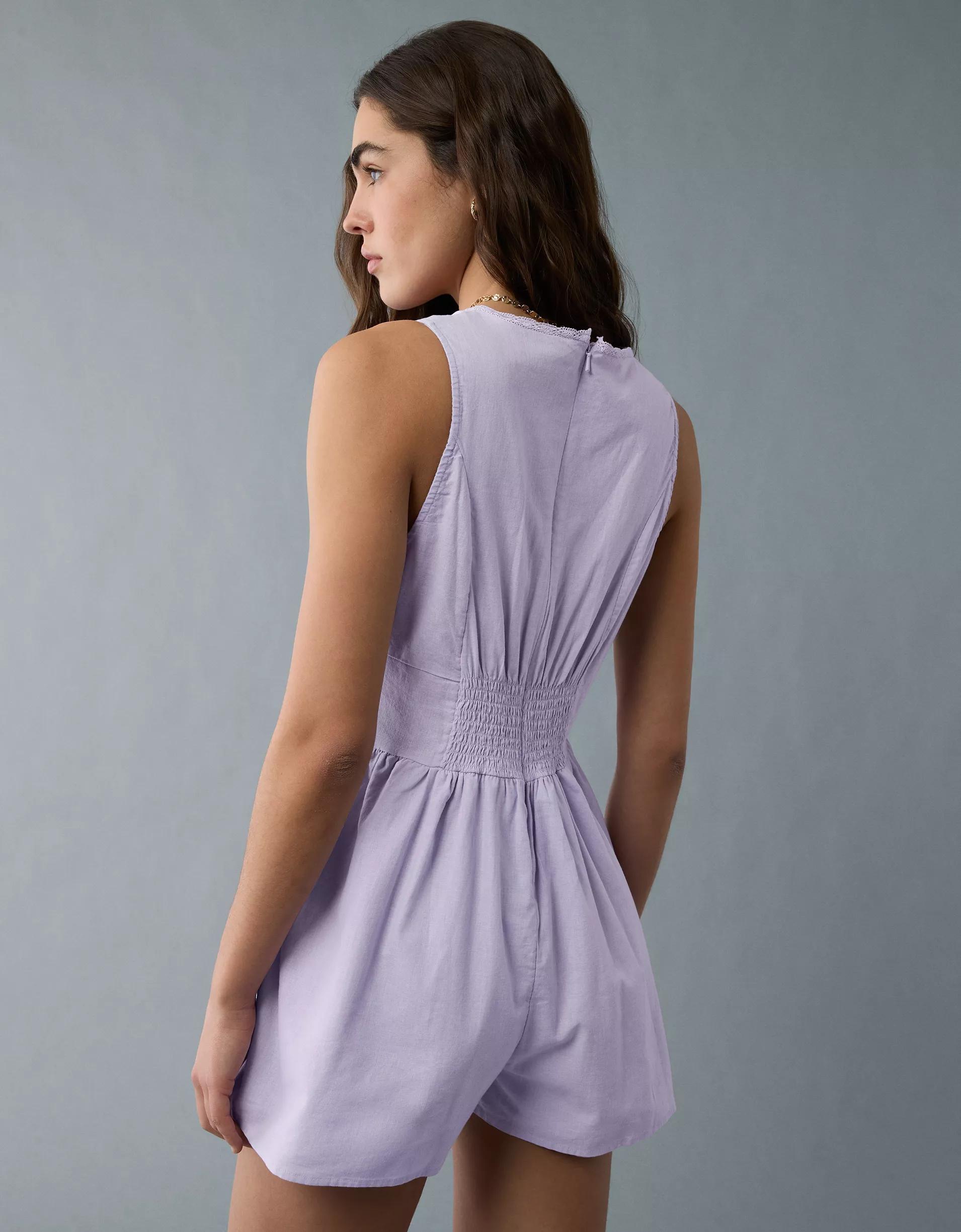 AE Tie Front V-Neck Romper Product Image