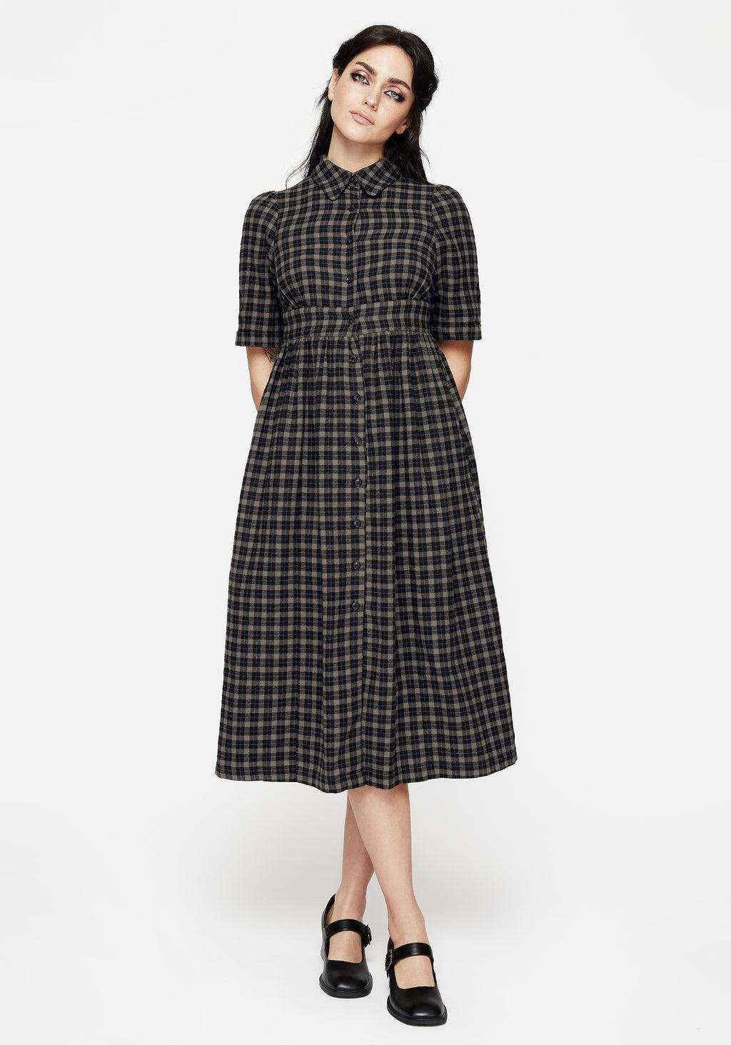 Terra Midi Smock Shirt Dress - Olive Product Image