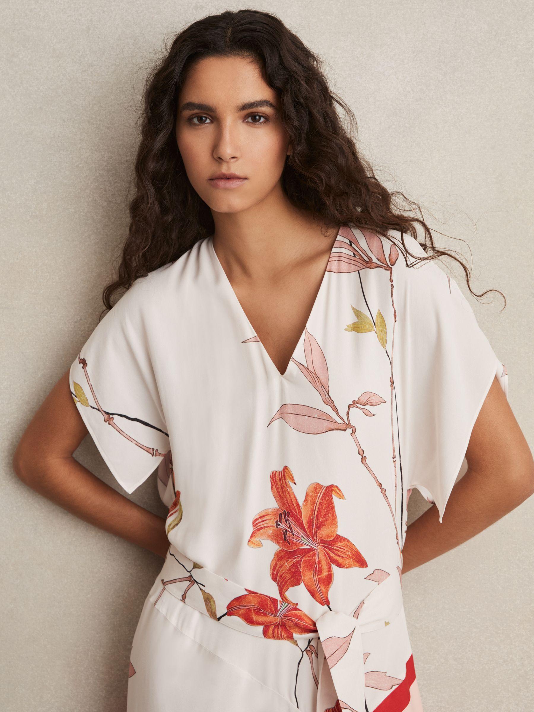 Floral Stripe-Print Maxi Dress in Ivory/Red Product Image