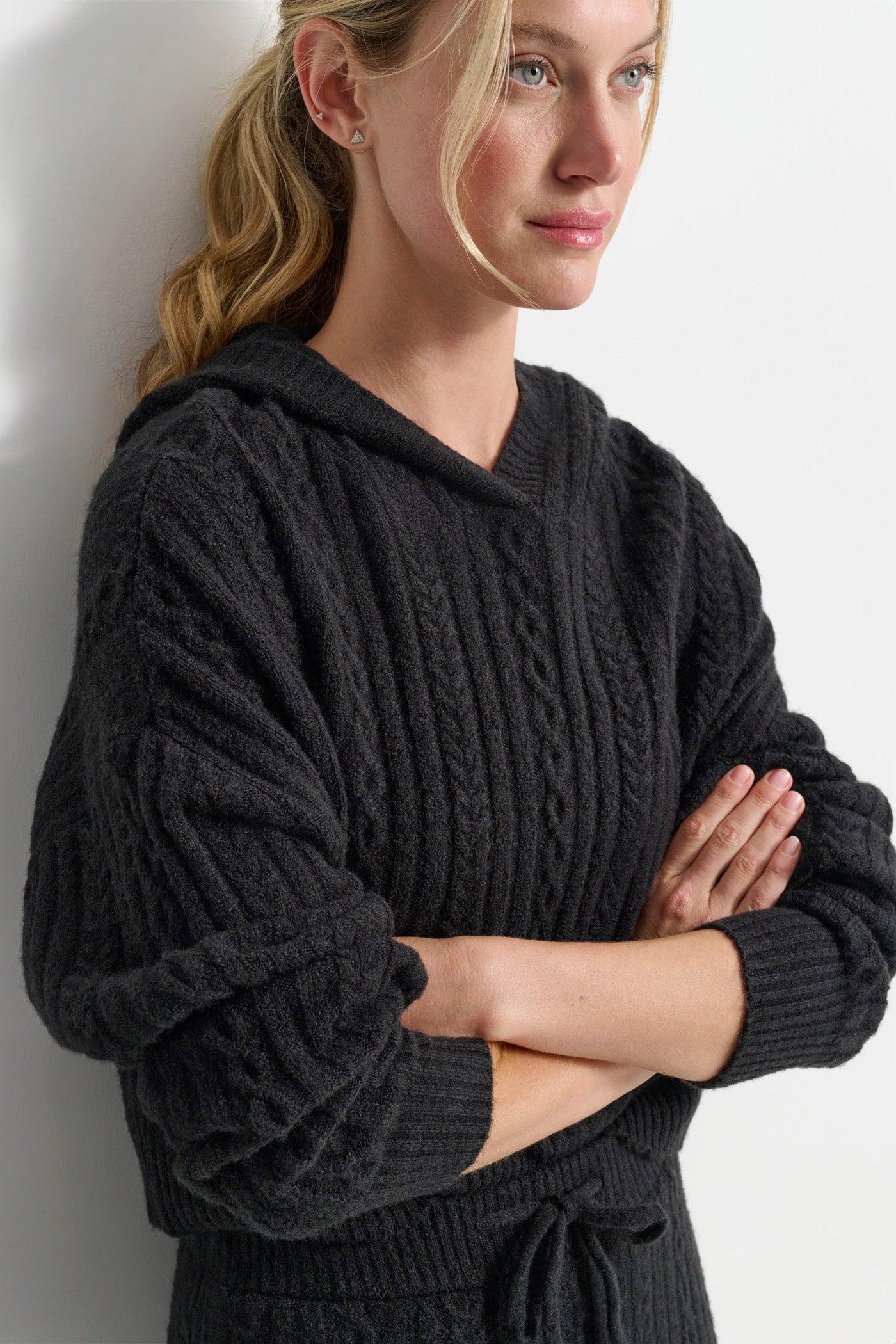 COZY CABLE SWEATER HOODIE Product Image