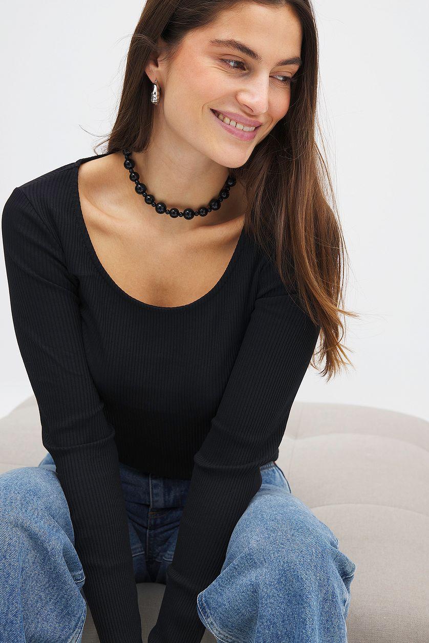 Scoop Neck Ribbed Top Product Image