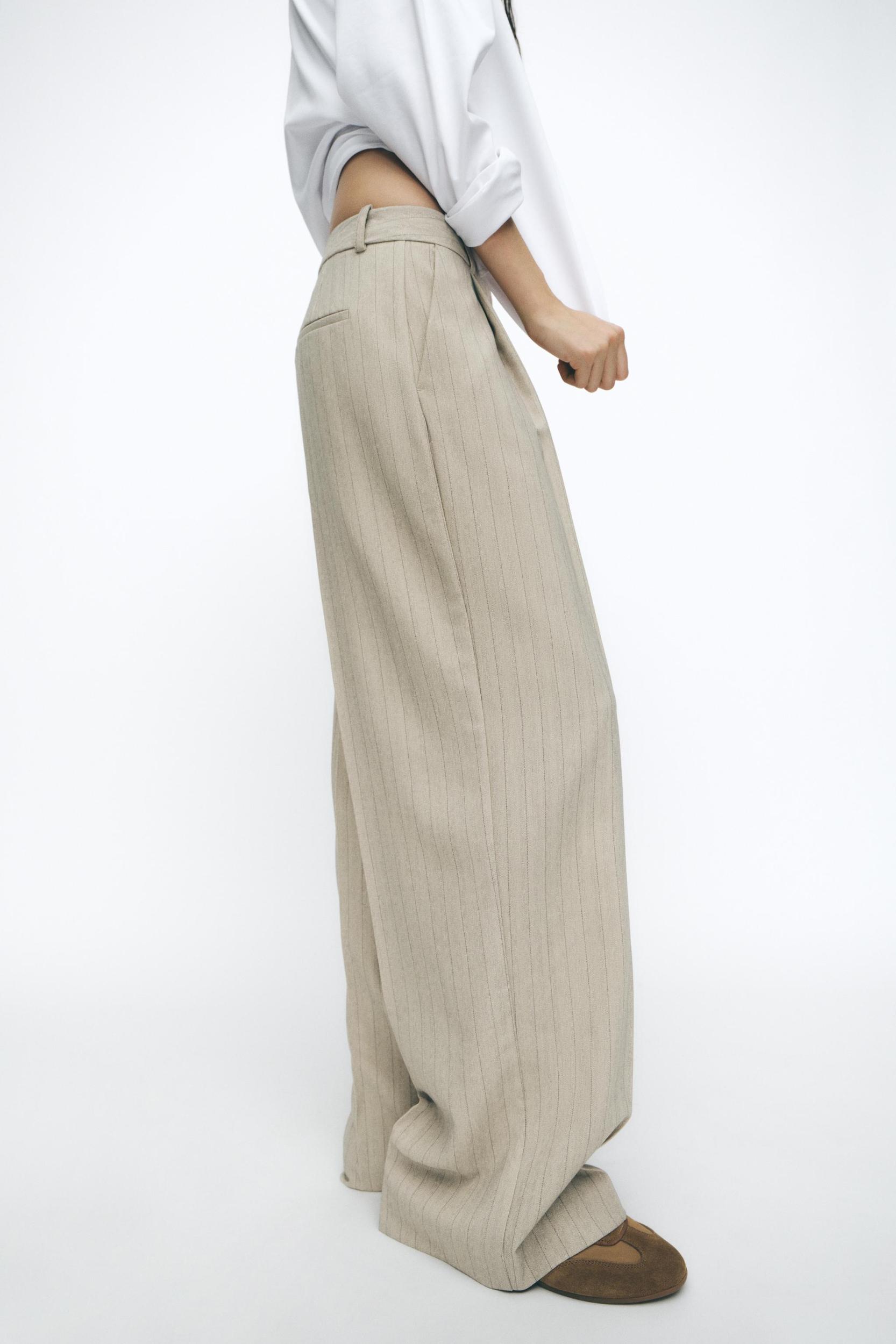STRIPED HERRINGBONE PANTS Product Image