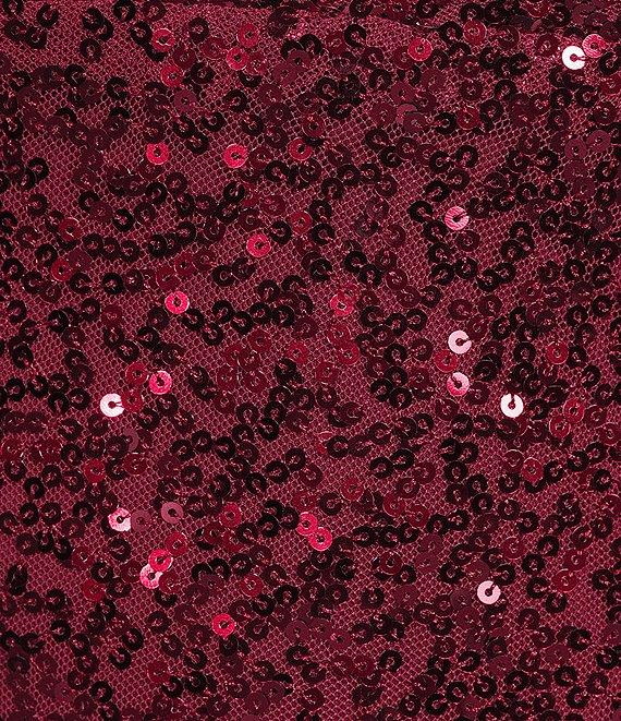 B. Darlin Sequin Cowl Neck Cross Back Side Slit Long Dress Product Image