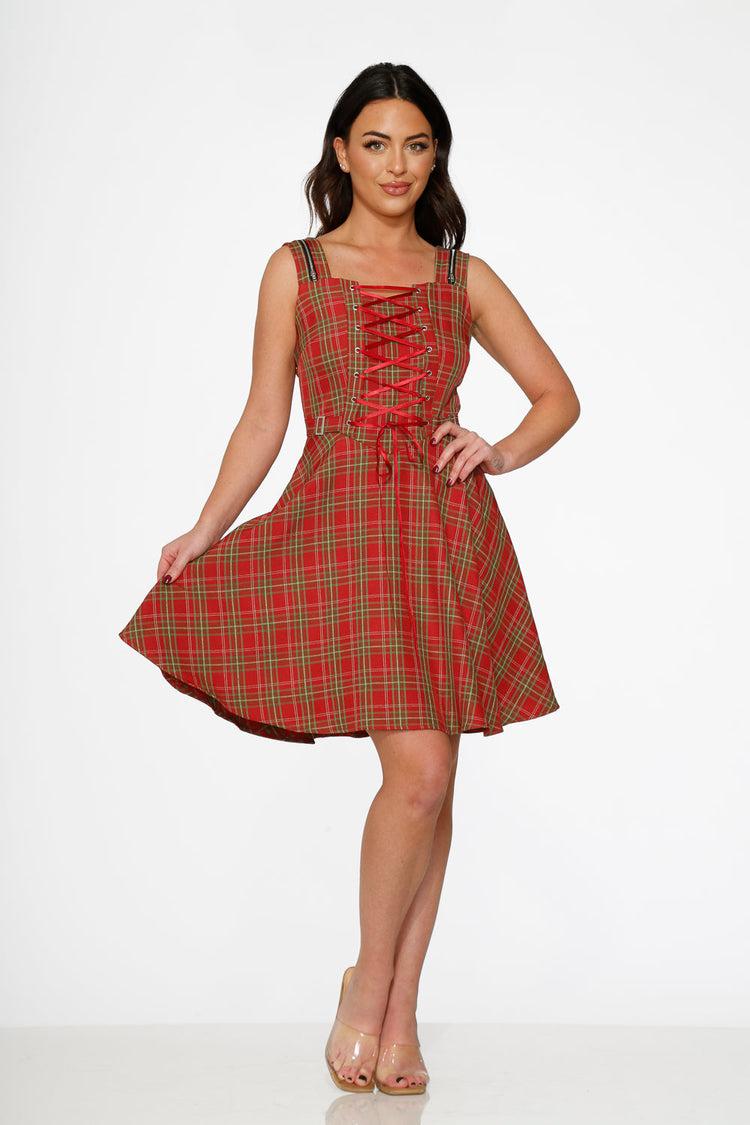 Red Plaid Swing Dress Product Image