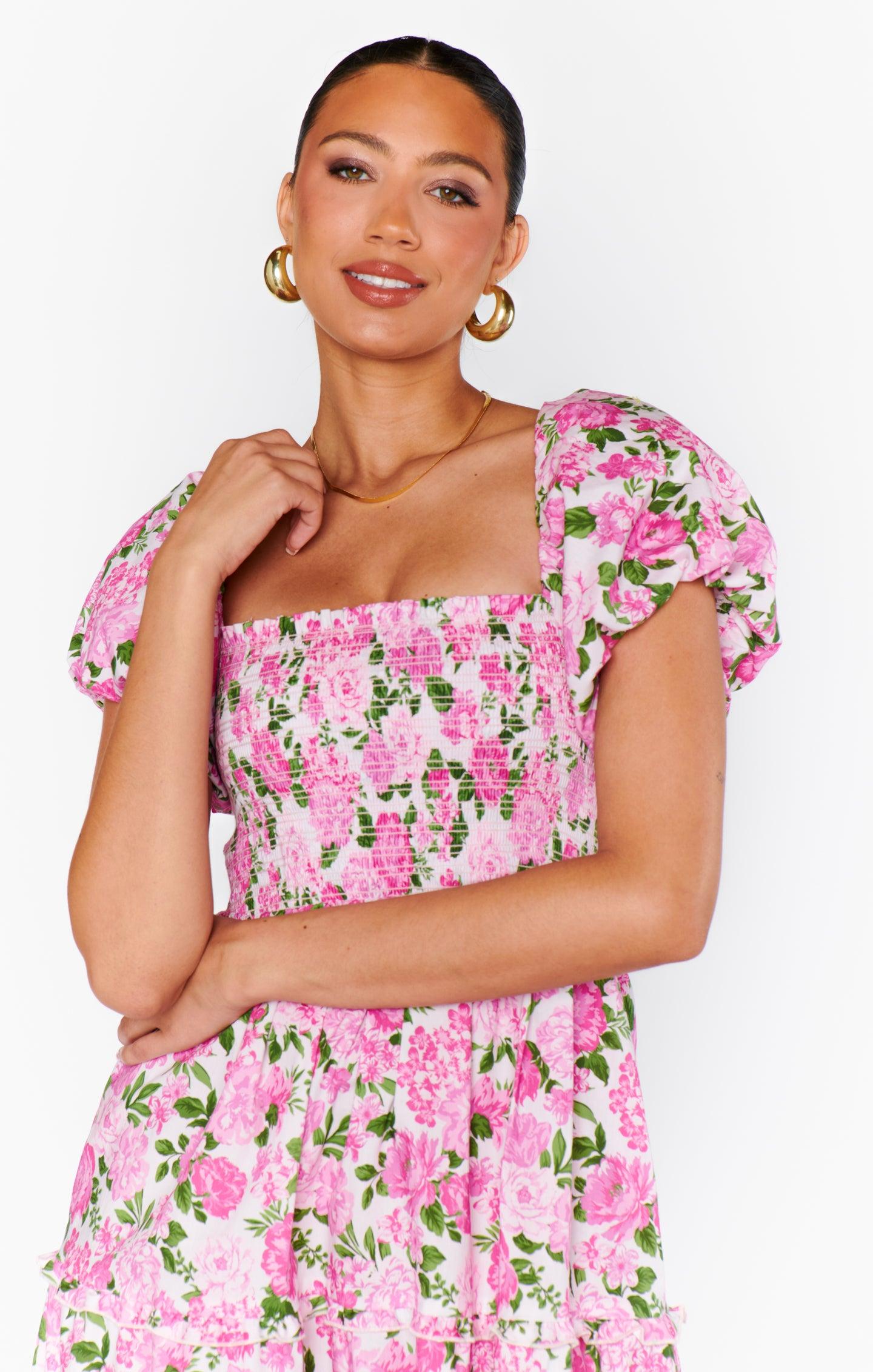 Afternoon Tea Dress ~ Cottage Floral Pink Product Image