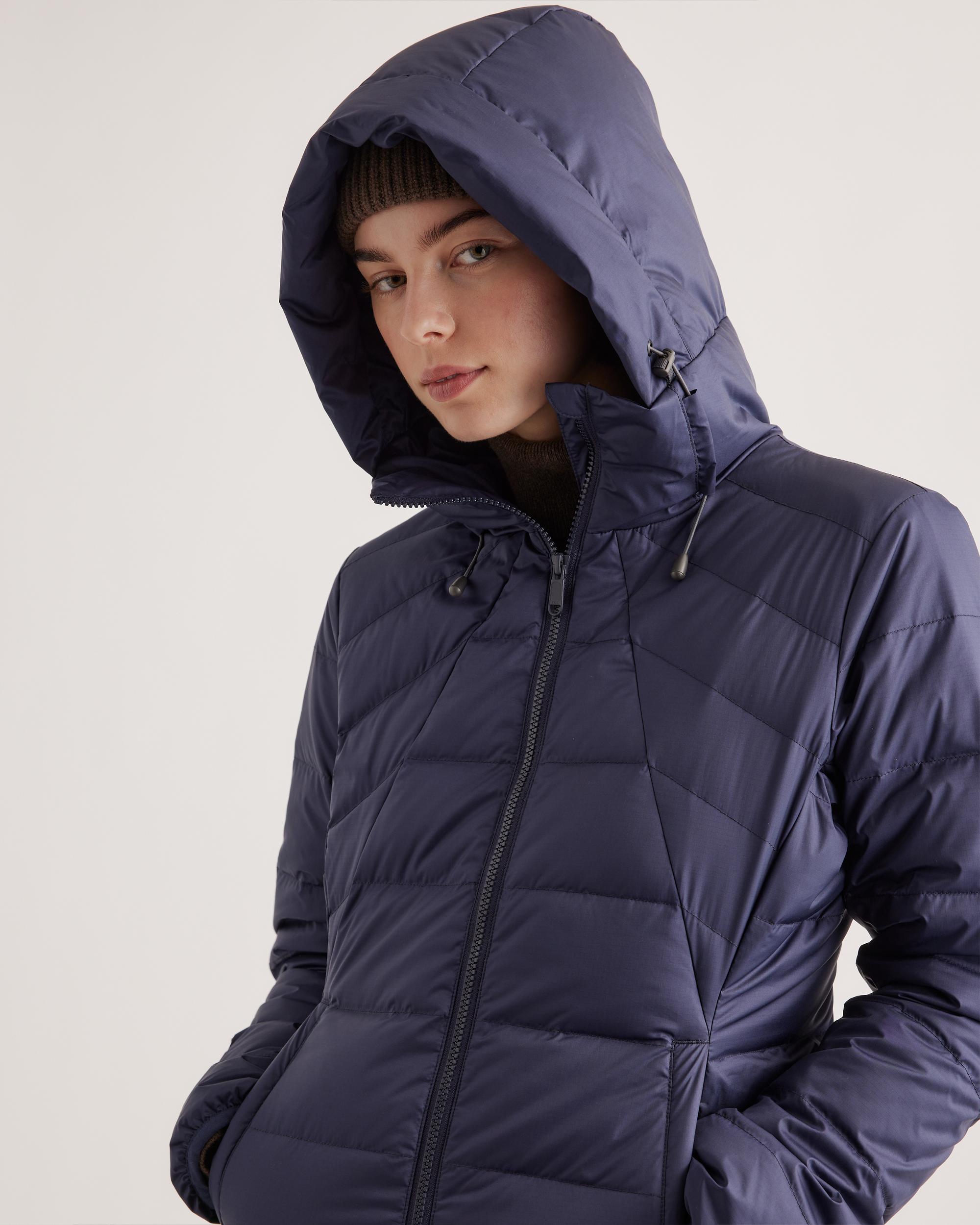Quince | Women's Lightweight Down Packable Puffer Hooded Jacket Recycled Polyester Product Image