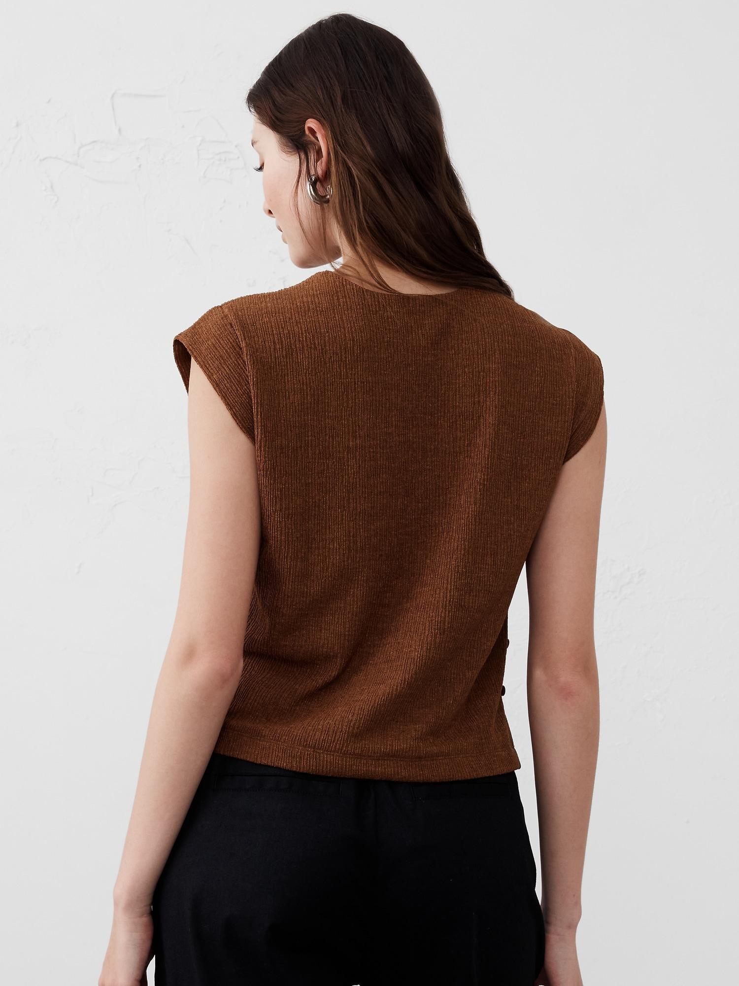 Crepe Jacquard Side-Button Top Product Image