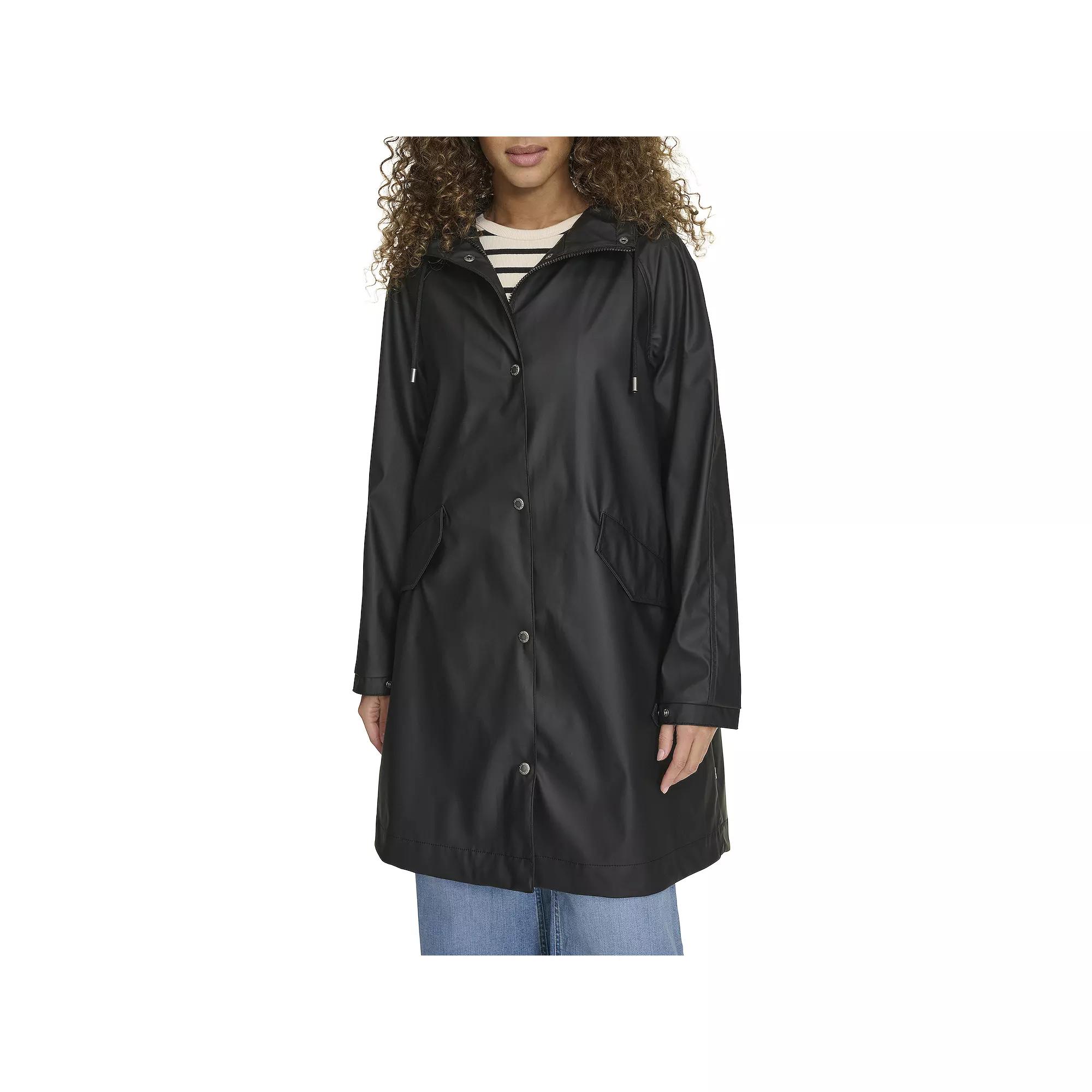 Women's Levi's® Rubberized Faux Leather Hooded Raglan Sleeve Rain Jacket,  Product Image