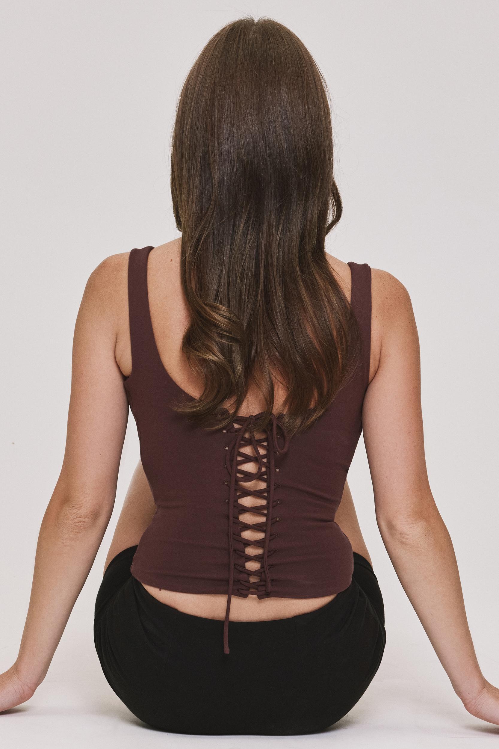 The Drape Neck  chocolate corset top Product Image