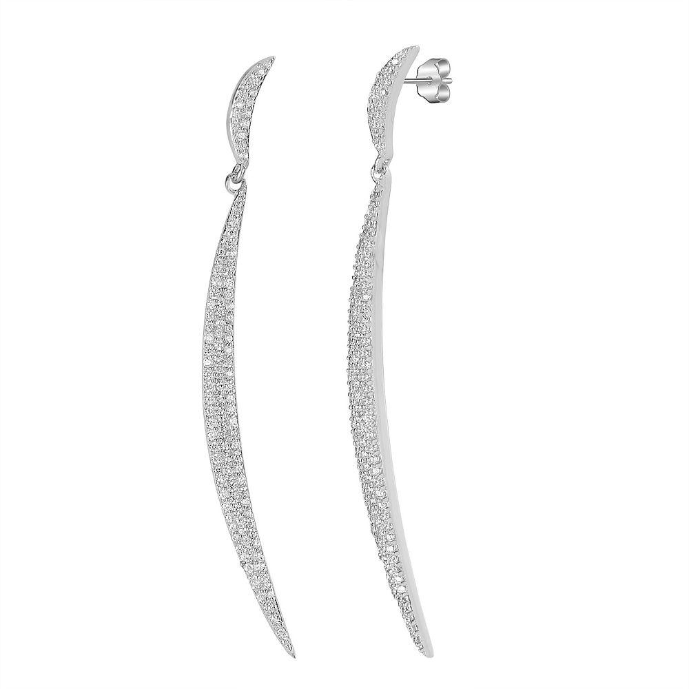 Judy Crowell Sterling Silver Crescent CZ Drop Earrings, Women's Product Image
