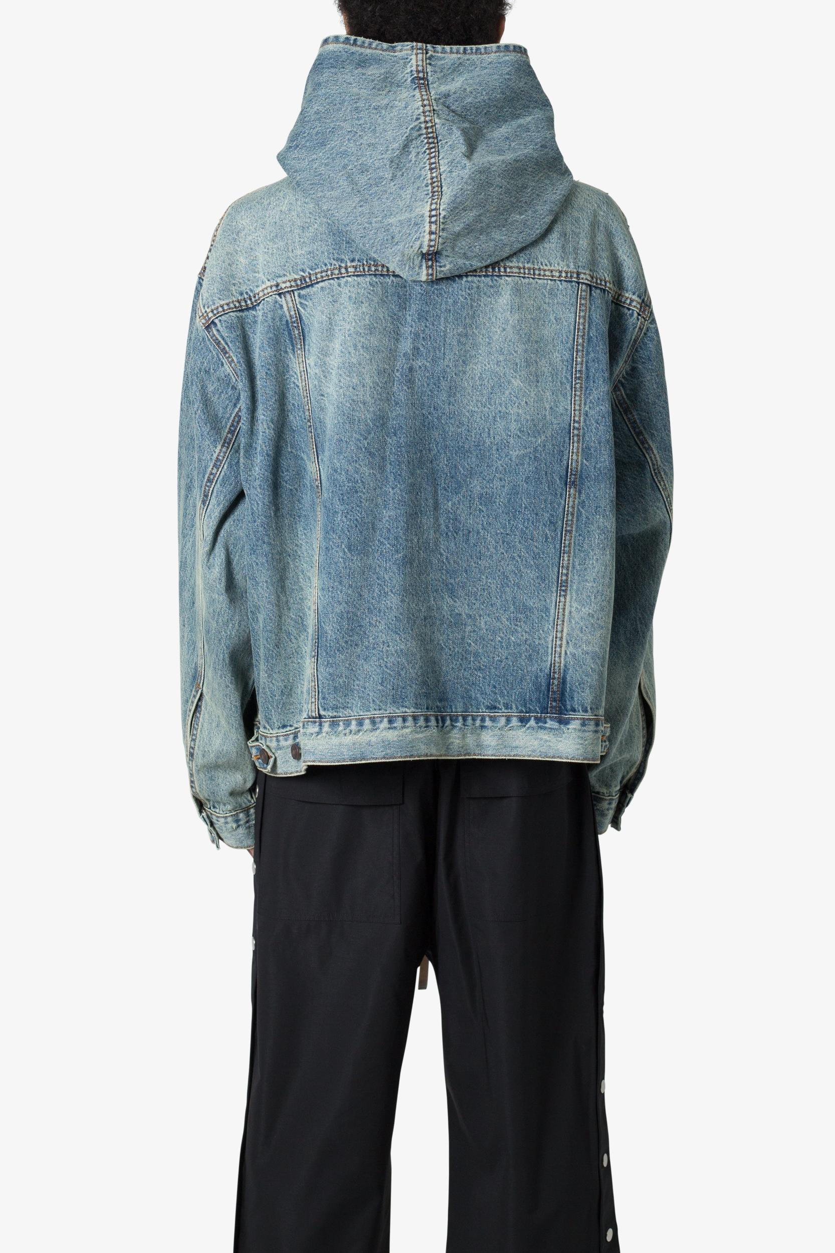 Denim Pullover Hoodie - Vintage Blue Product Image