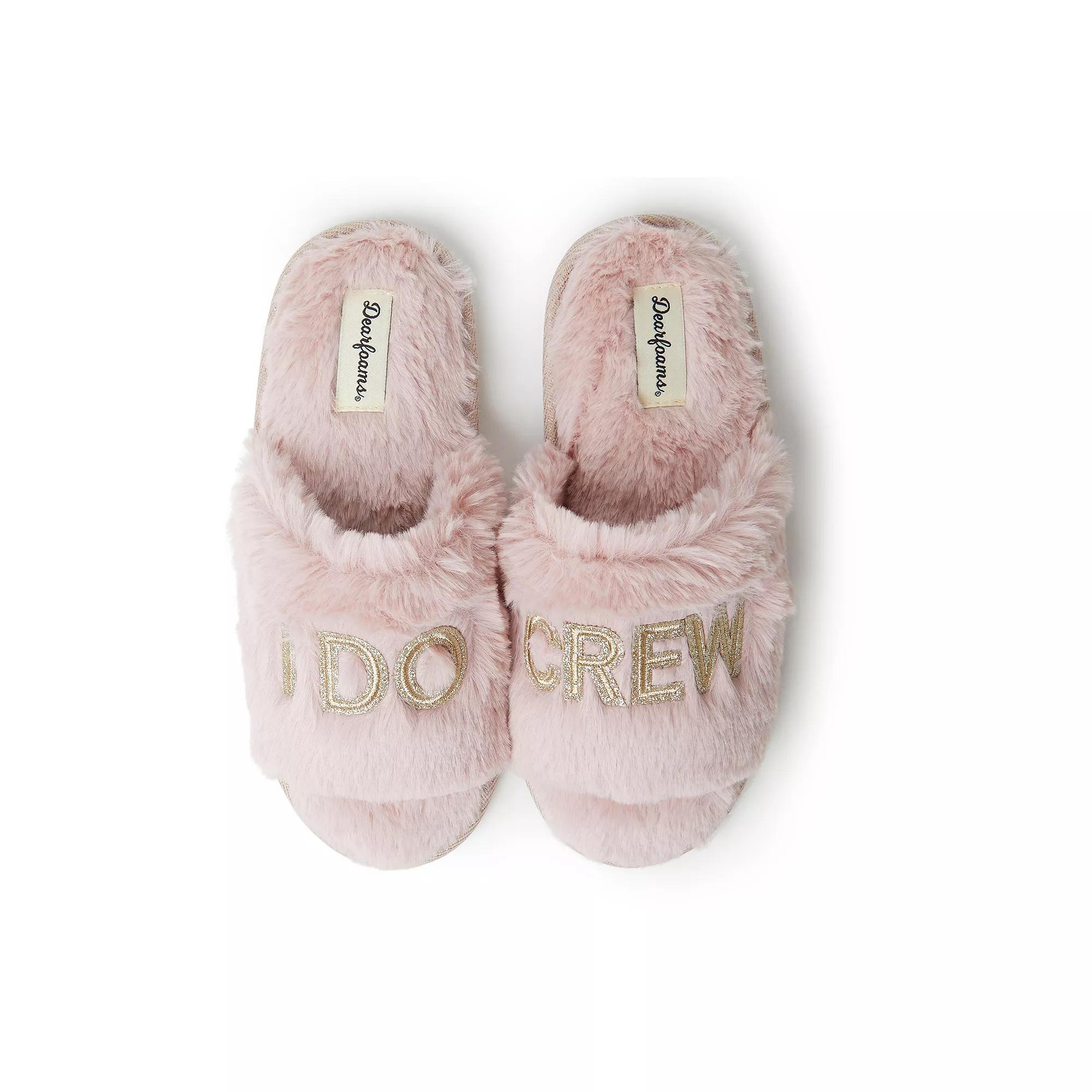 Dearfoams Bridal "I Do Crew" Women's Faux-Fur Slide Slippers, Size: Large, Pale Pink Product Image