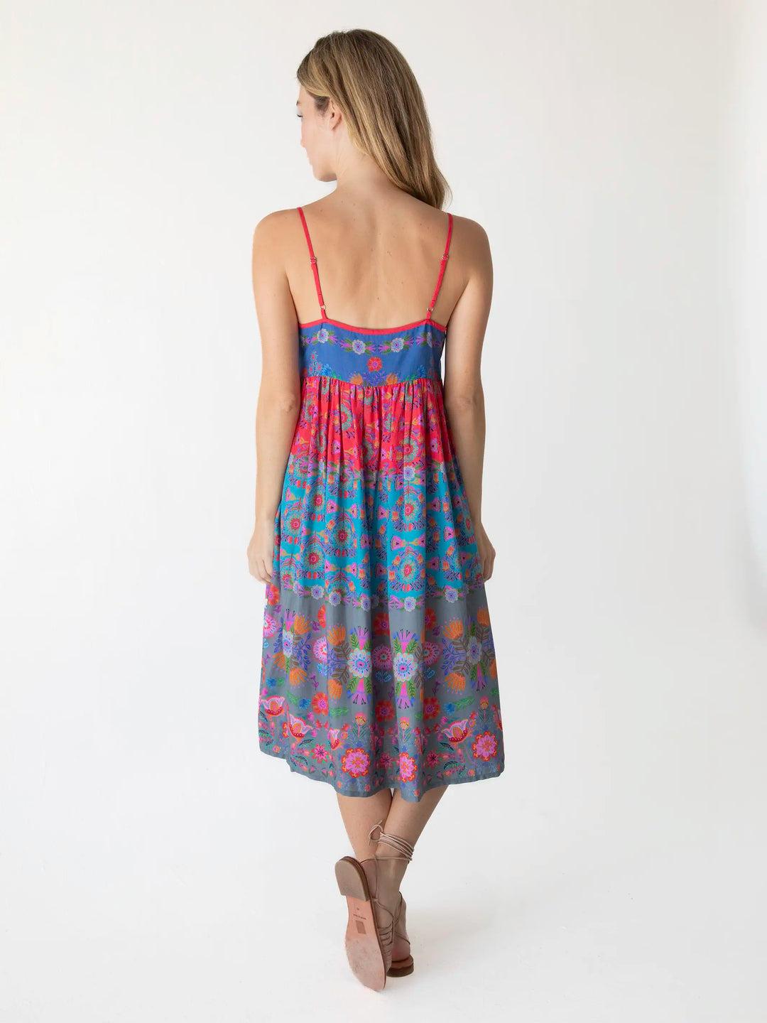 Gigi Midi Dress - Red Blue Floral Product Image