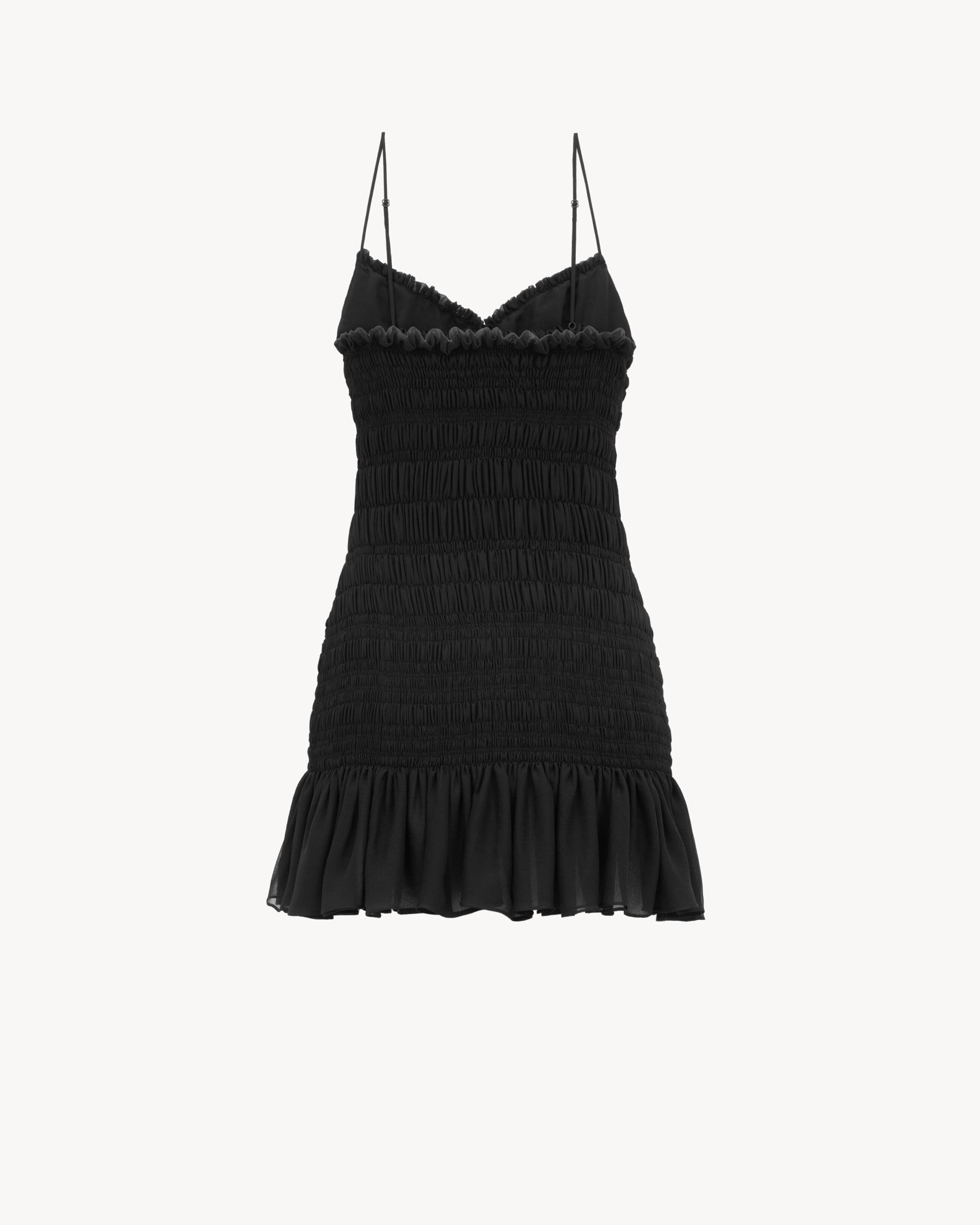 smocked dress in silk muslin crepe Product Image