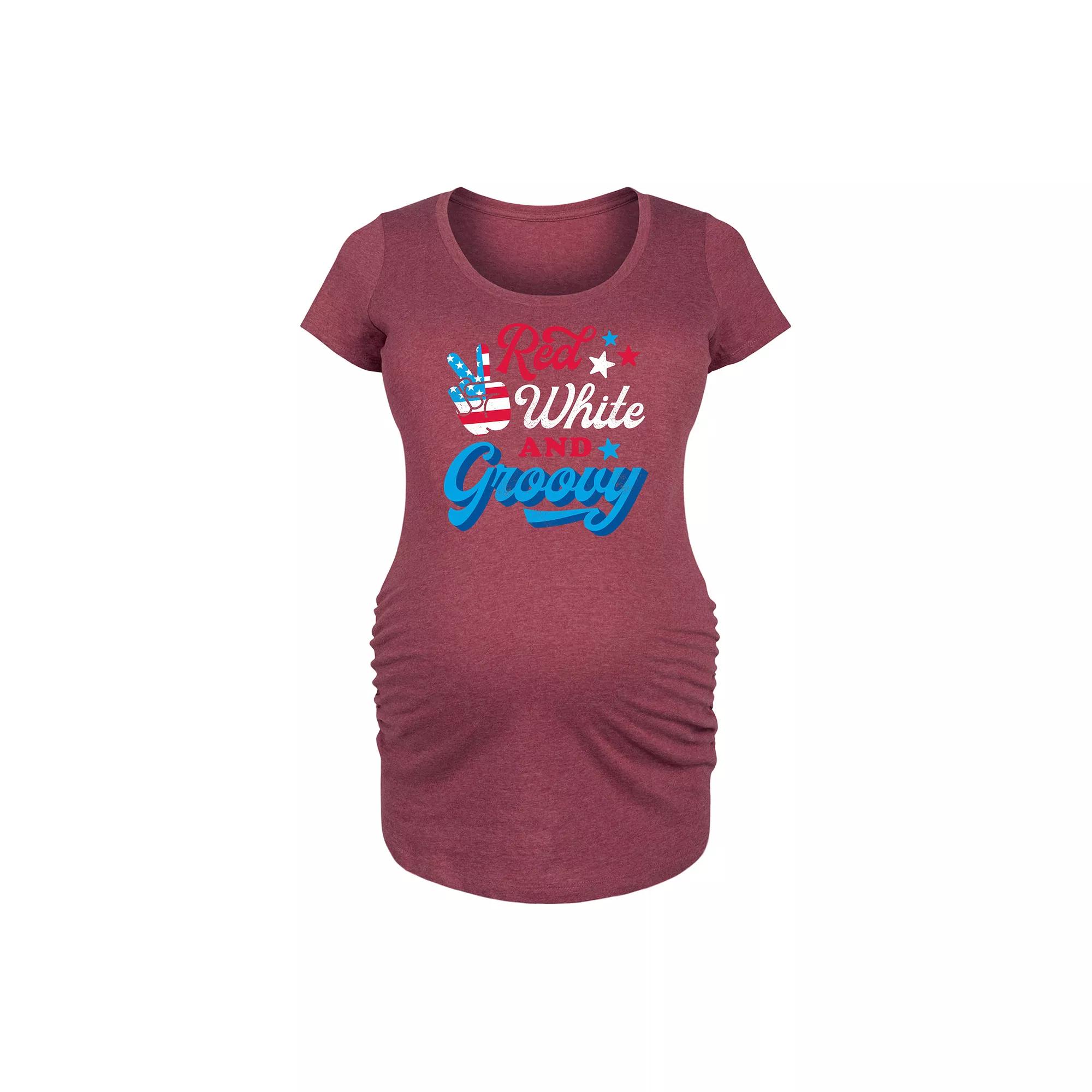 Maternity Red White And Groovy Graphic Tee, Women's,  Product Image