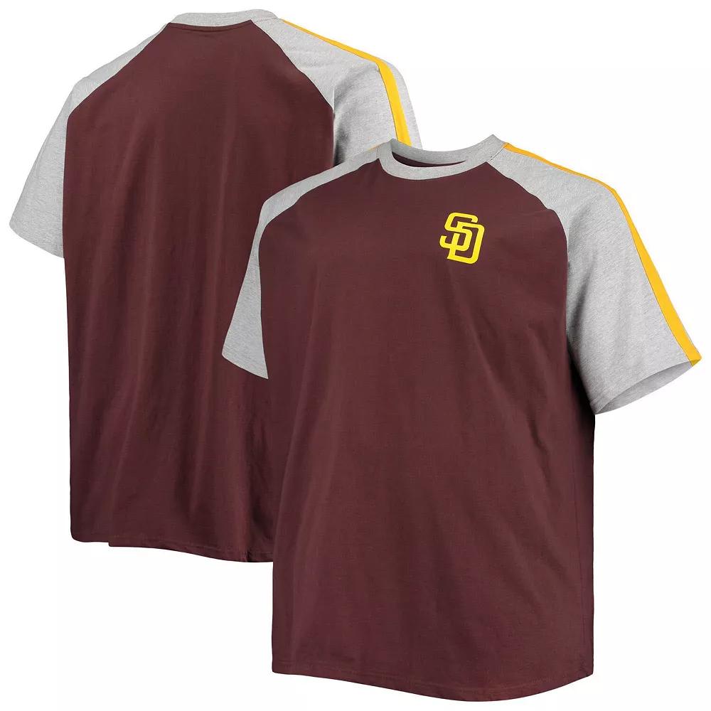 Men's Brown/Heathered Gray San Diego Padres Big & Tall Circular Raglan T-Shirt, Size: 3XLT Product Image