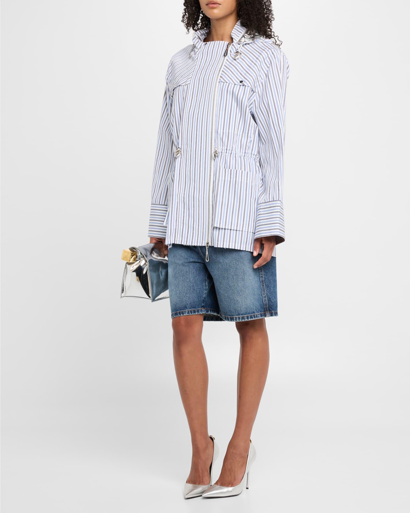 Striped Cotton Hooded Zip Jacket Product Image