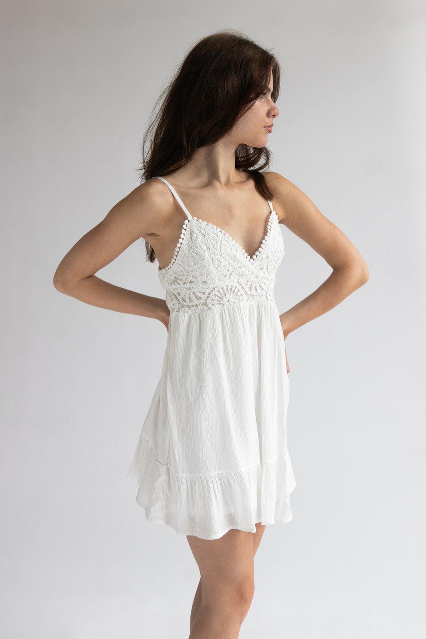 Crochet Bodice Gauze Mini Dress Product Image