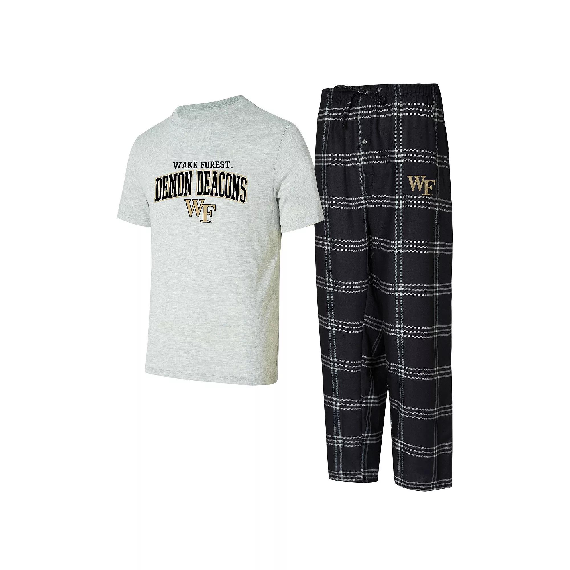 Men's Concepts Sport Black/Gray Wake Forest Demon Deacons T-Shirt & Pants Sleep Set, Size: XL, Wfu Black Product Image
