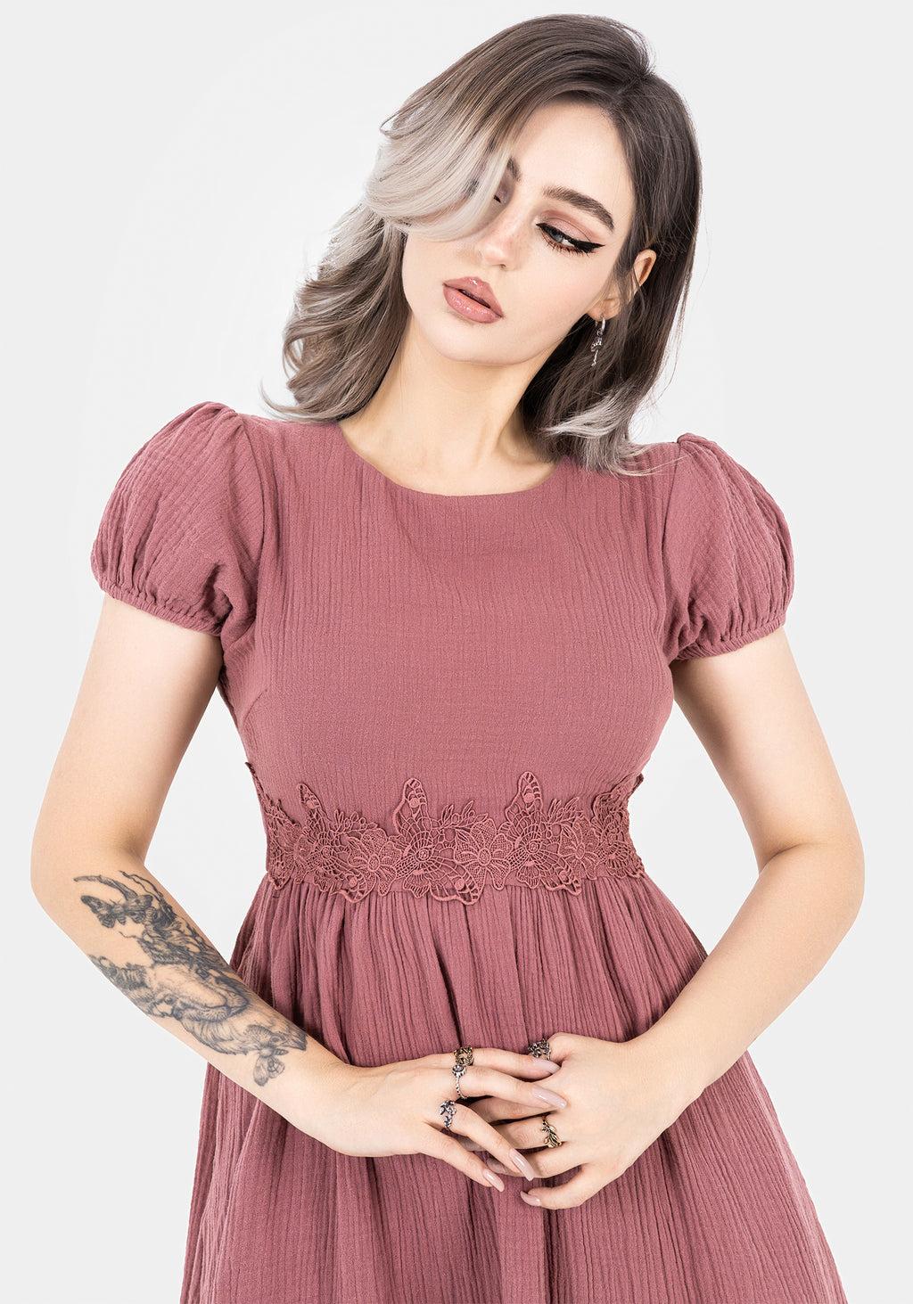 Rosamoth Applique Trim Cotton Mini Smock Dress Product Image