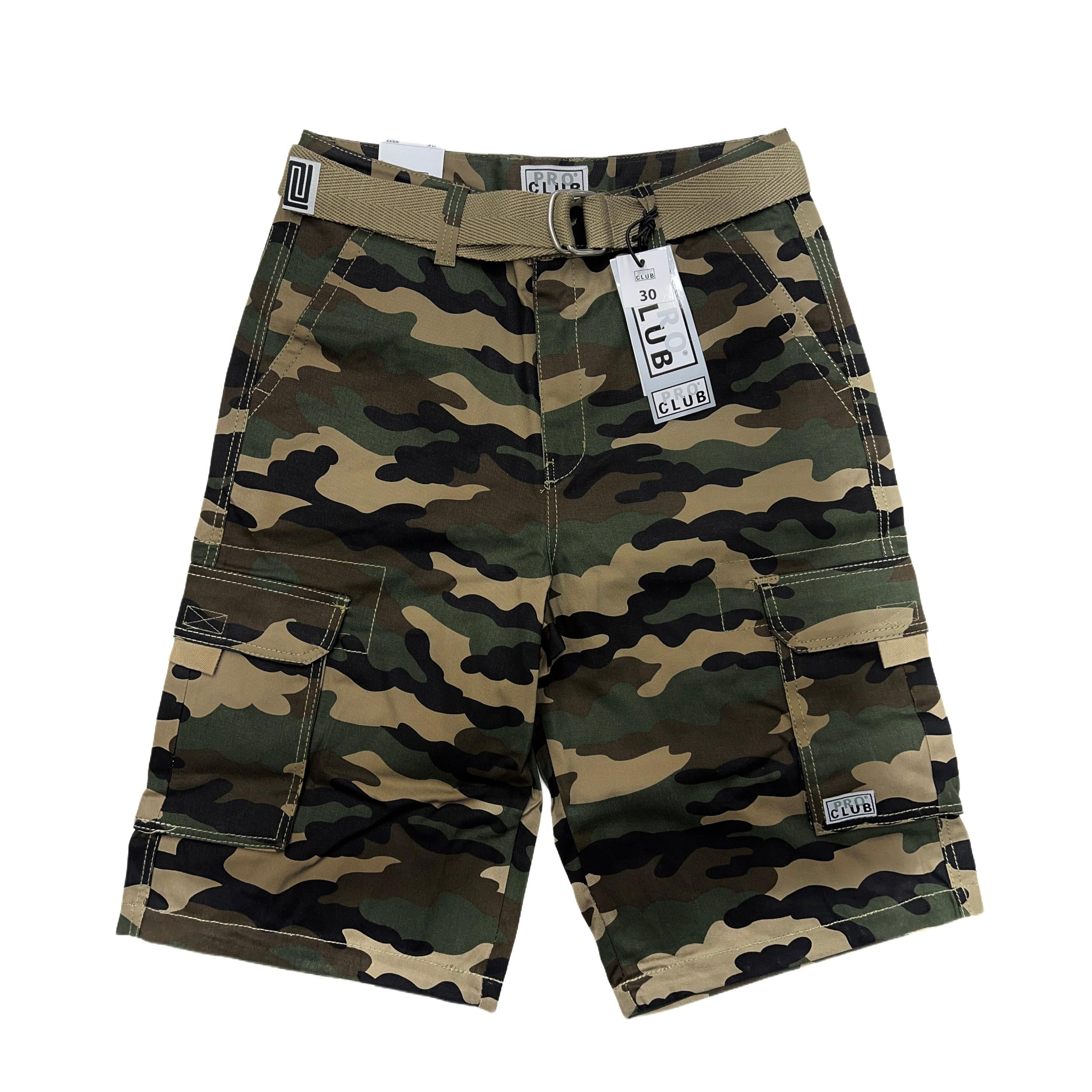 Pro Club Men's Cotton Twill Cargo Shorts With Belt Male Product Image