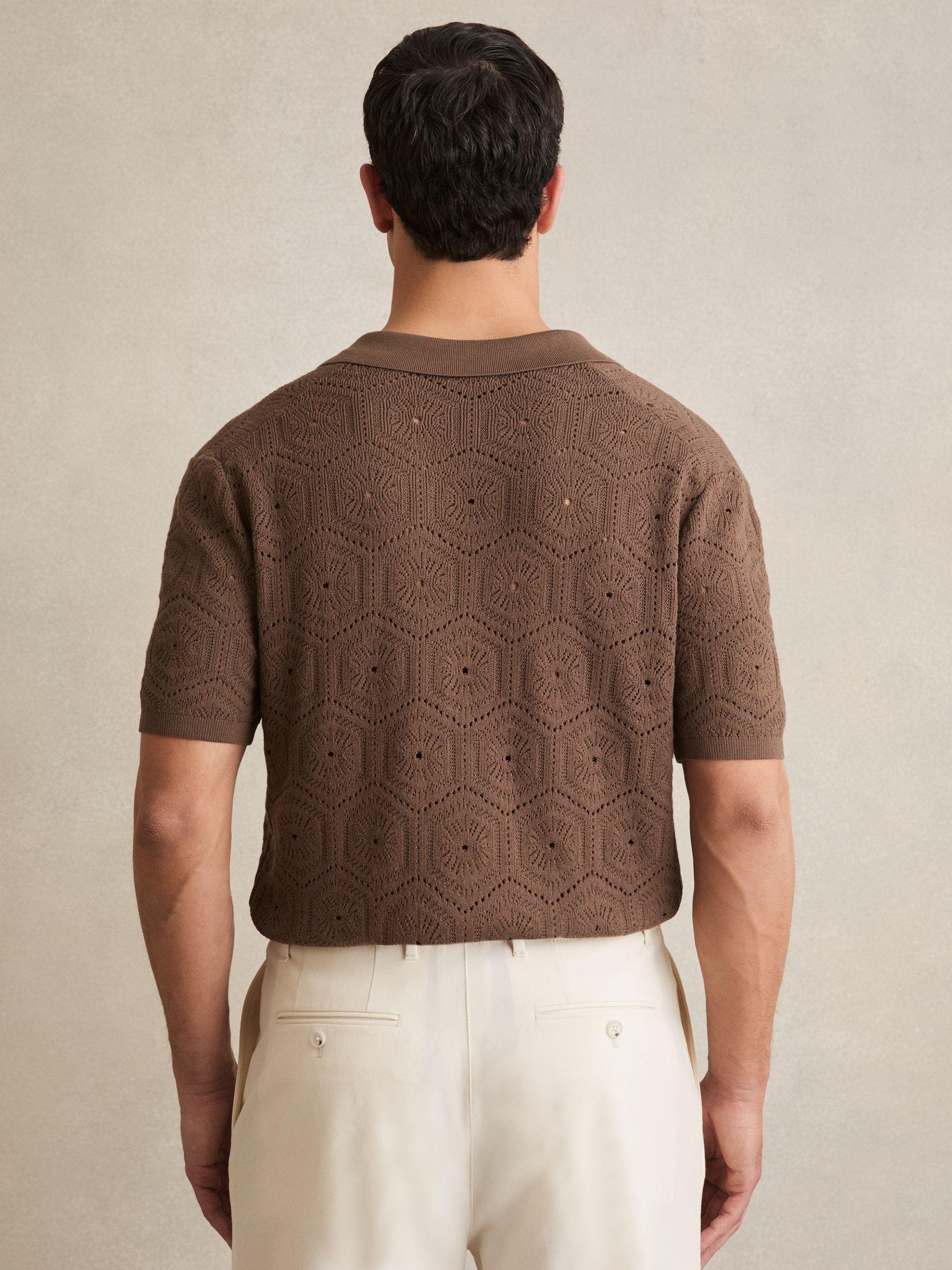 Pointelle Button-Through Shirt in Brown Product Image