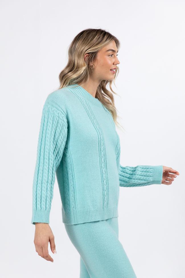 On My List Mint Cable Knit Sweater FINAL SALE Product Image