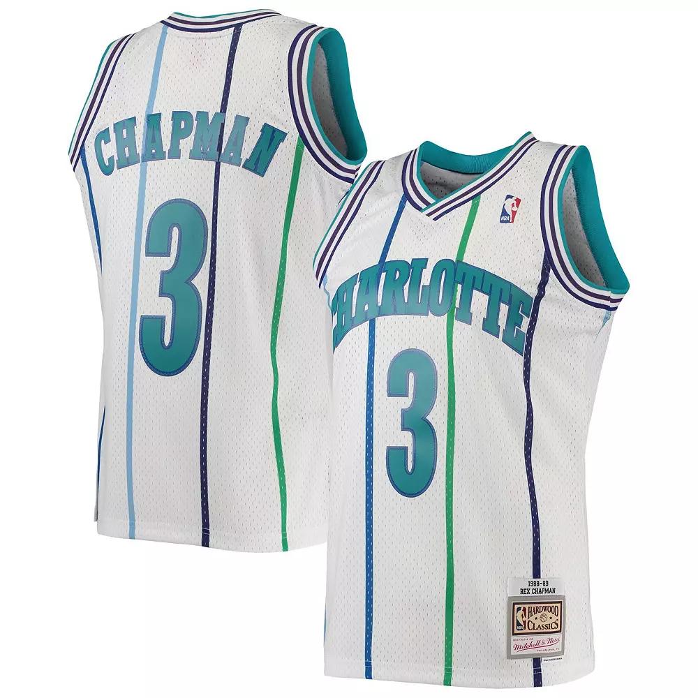 Men's Mitchell & Ness Rex Chapman White Charlotte Hornets 1988-89 Hardwood Classics Swingman Jersey, Size: Medium, Chr White Product Image