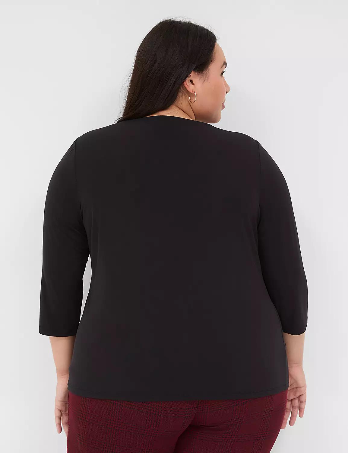 Swing 3/4-Sleeve Pleat-Front Top Product Image