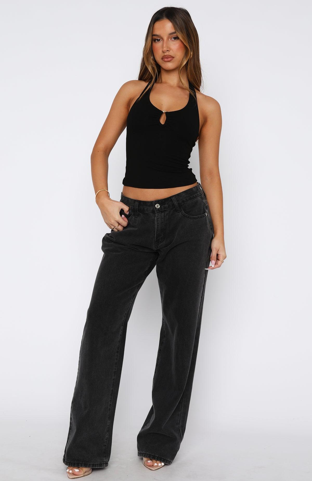 Not Over It Yet Halter Top Black Product Image