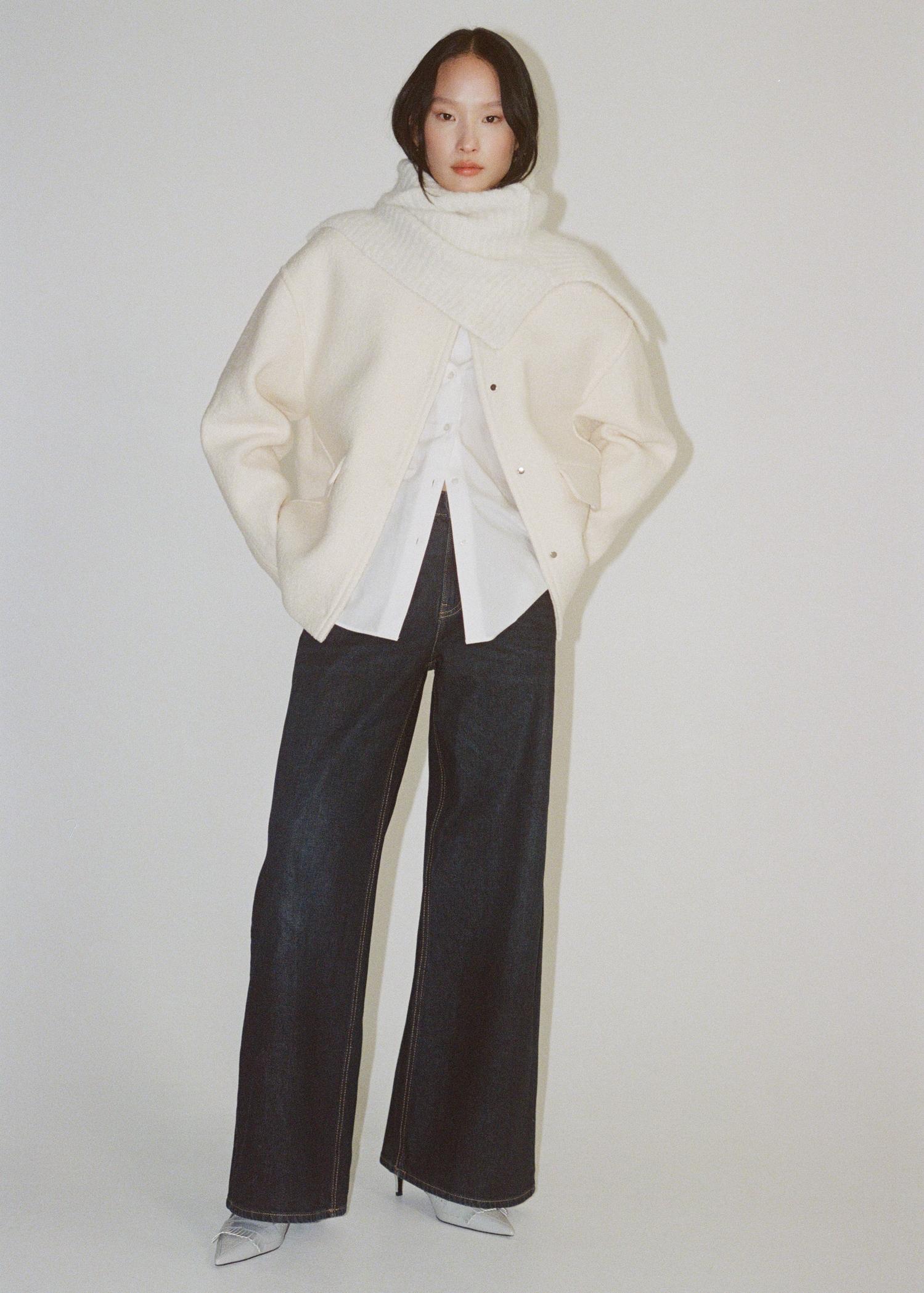 Turtleneck wool jacket - Women | MANGO USA Product Image