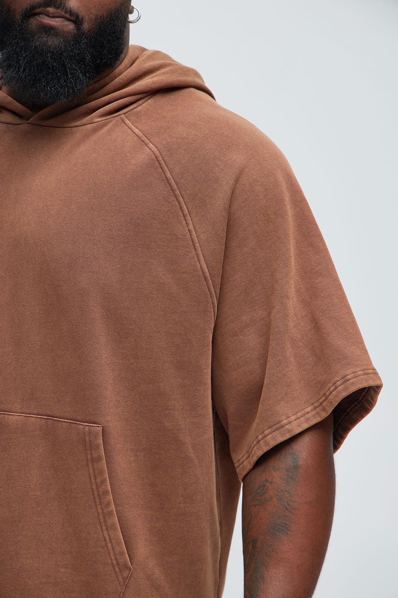 Tyson Short Sleeve Raglan Hoodie - Brown Product Image