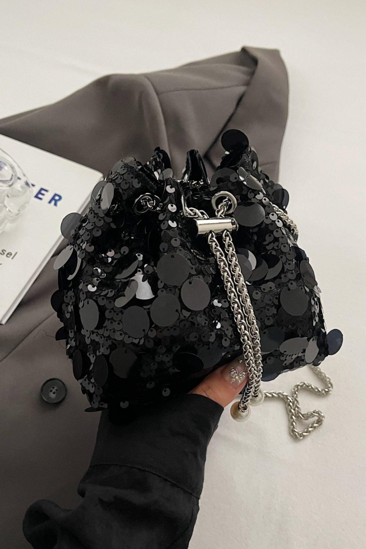 Drawstring Sequin Crossbody Bag Product Image
