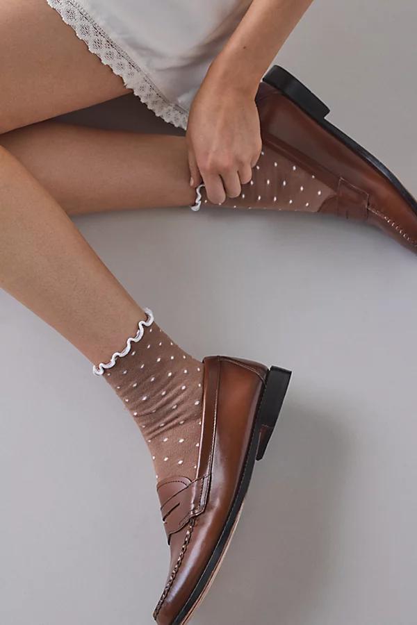 Lettuce-Edge Polka Dot Sock Womens at Urban Outfitters Product Image