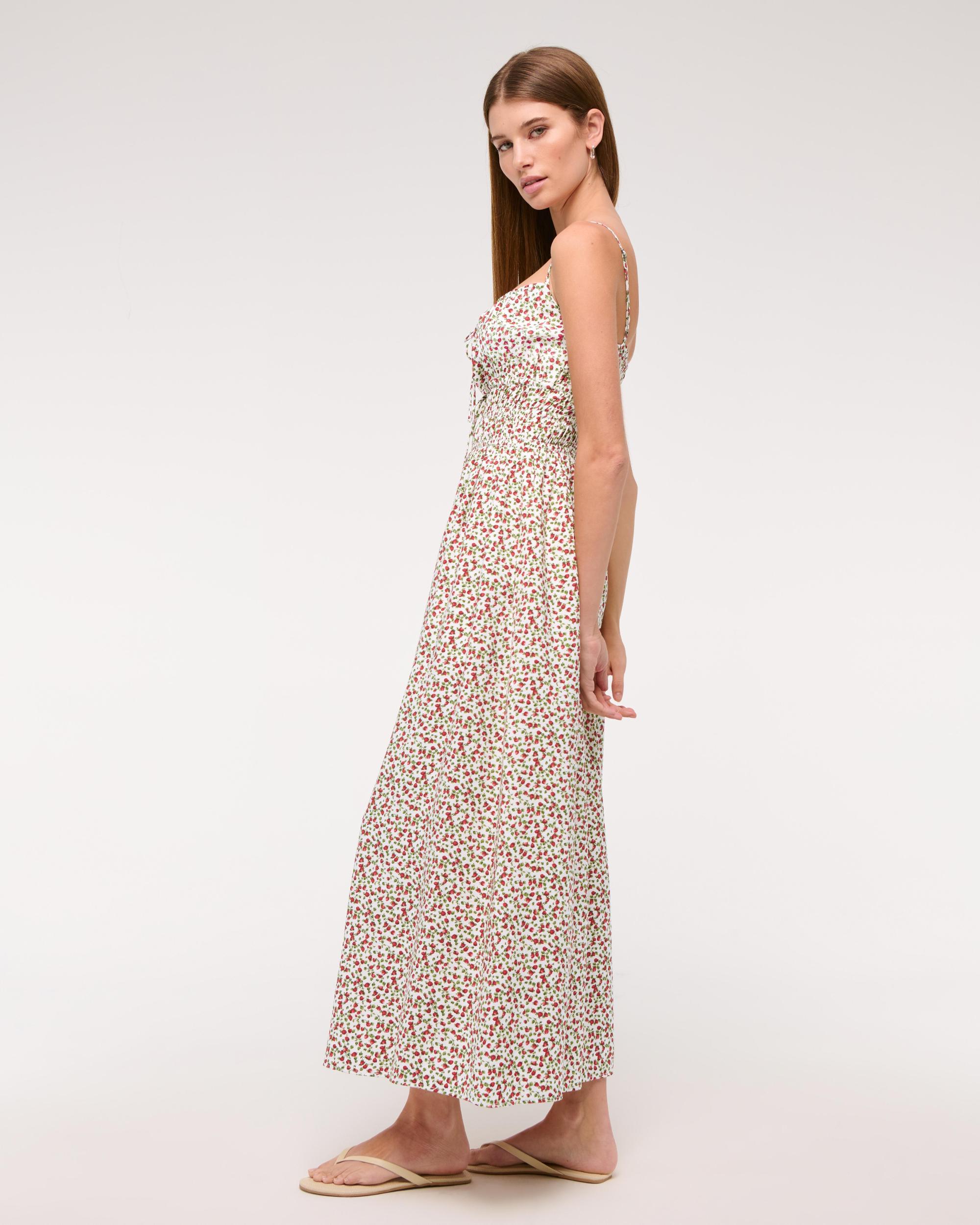 Smocked Tie-Front Maxi Dress Product Image