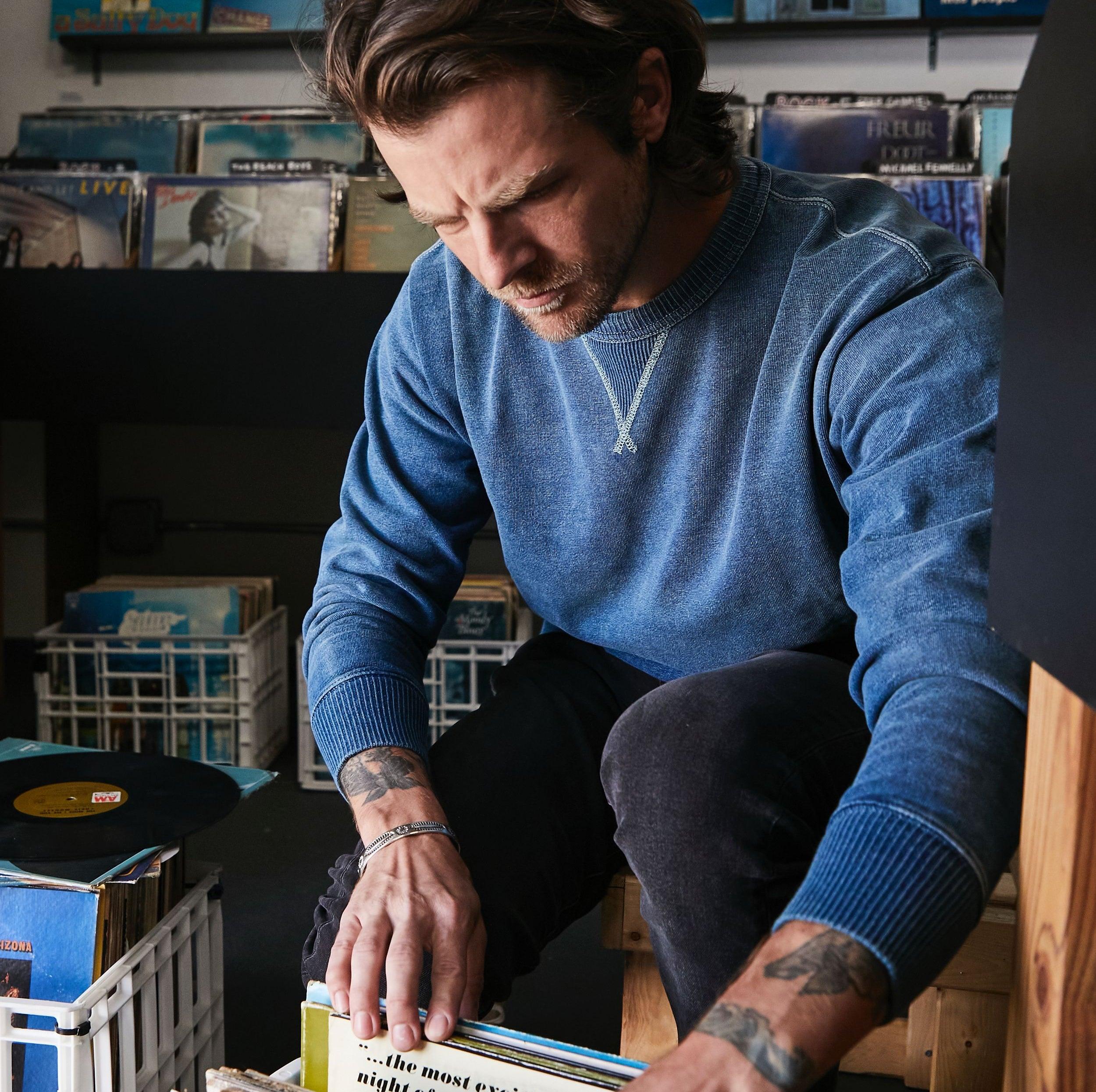 French Terry Sweatshirt - Washed Indigo Product Image