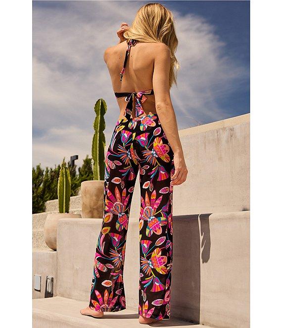 Trina Turk Luminary Printed Front Tie V-Waist Swim Cover-Up Pants Product Image